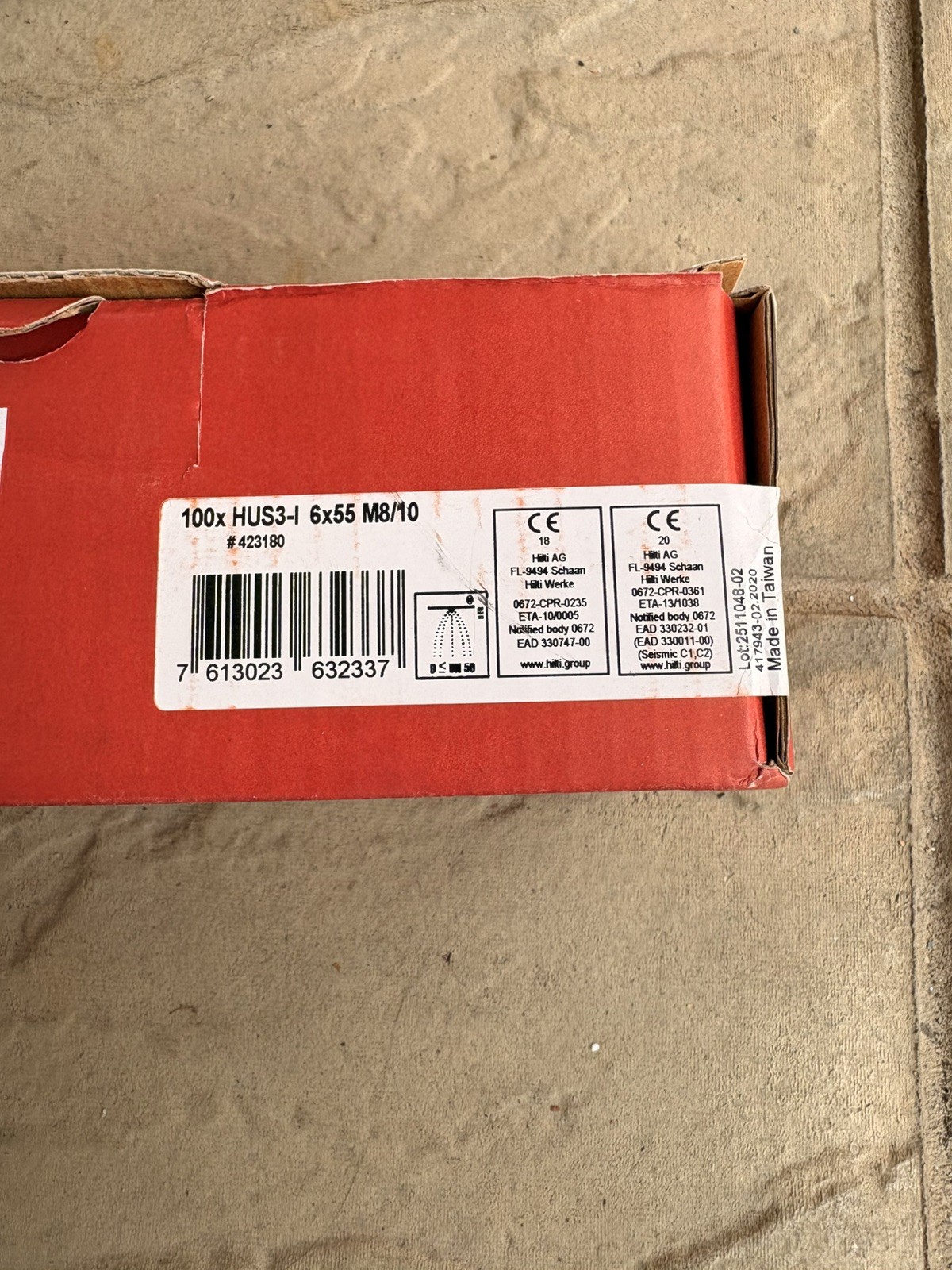 Hilti Hus Scew Brand New In Box 100xHUS3-1 6×55 M8/10