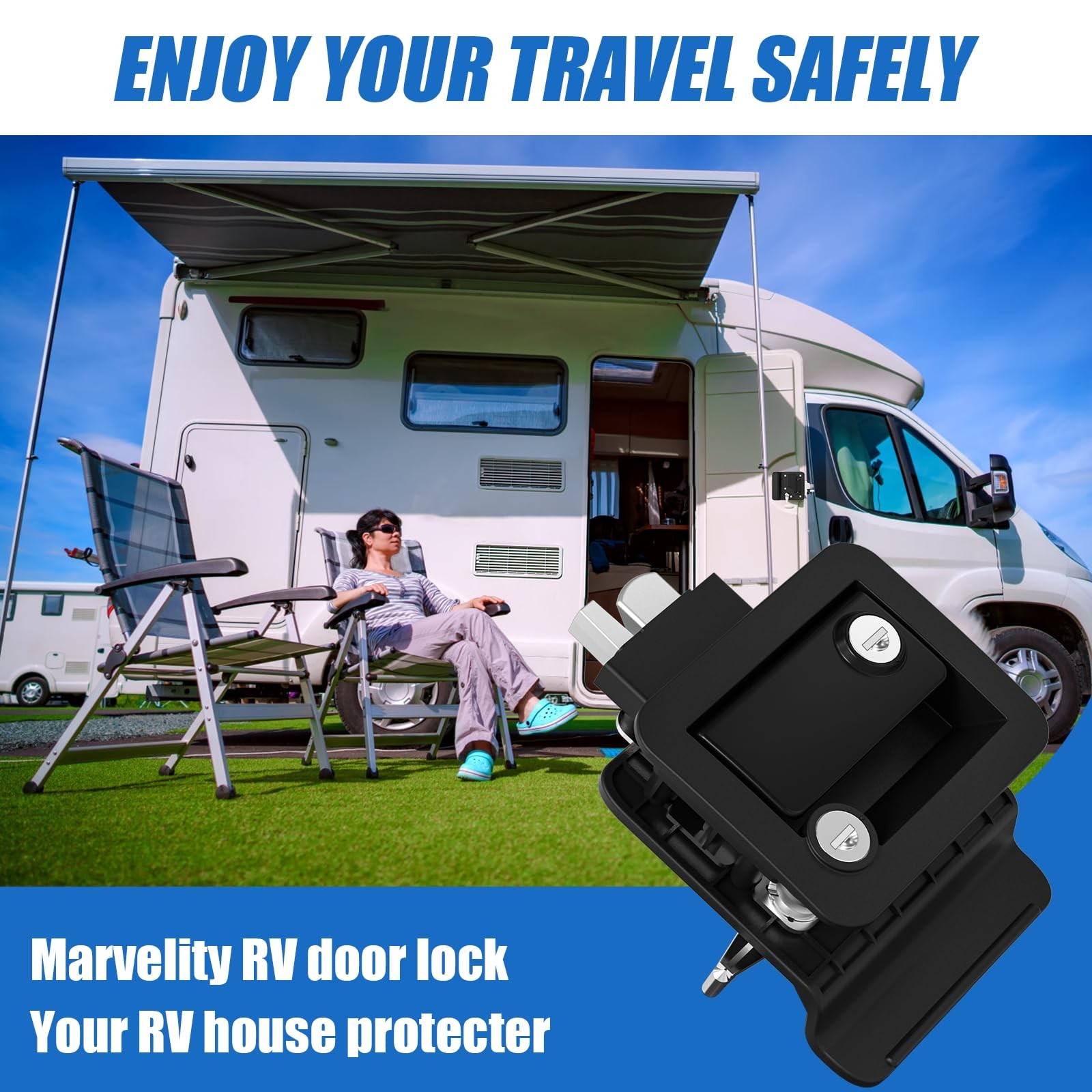 Upgraded RV Door Lock Replacement, Black RV Door Latch with Paddle Deadbolt, …