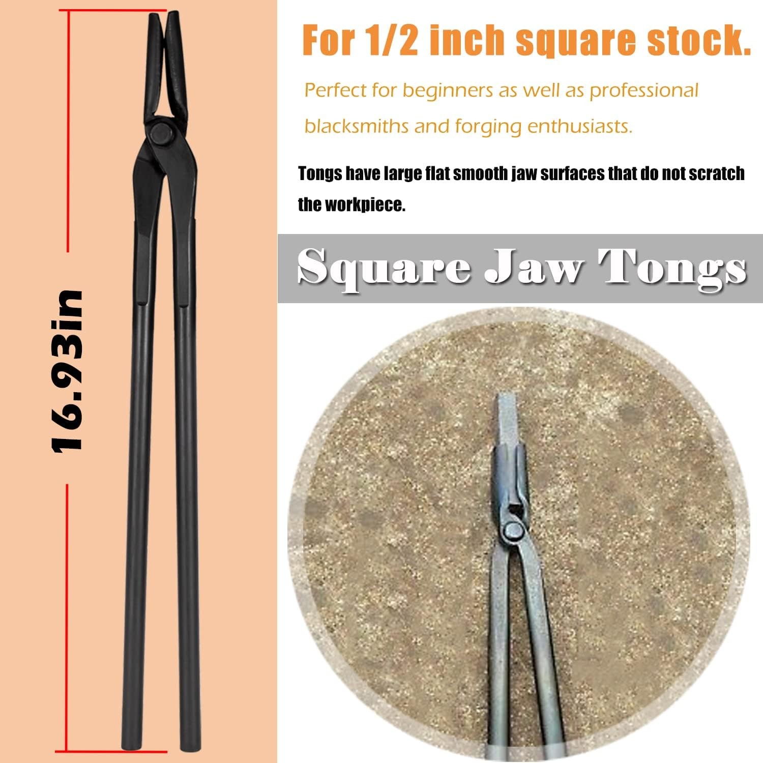 Blacksmith Tongs Tools Set For Knife Making Flat Square Bolt Blade Wolf Jaw tong