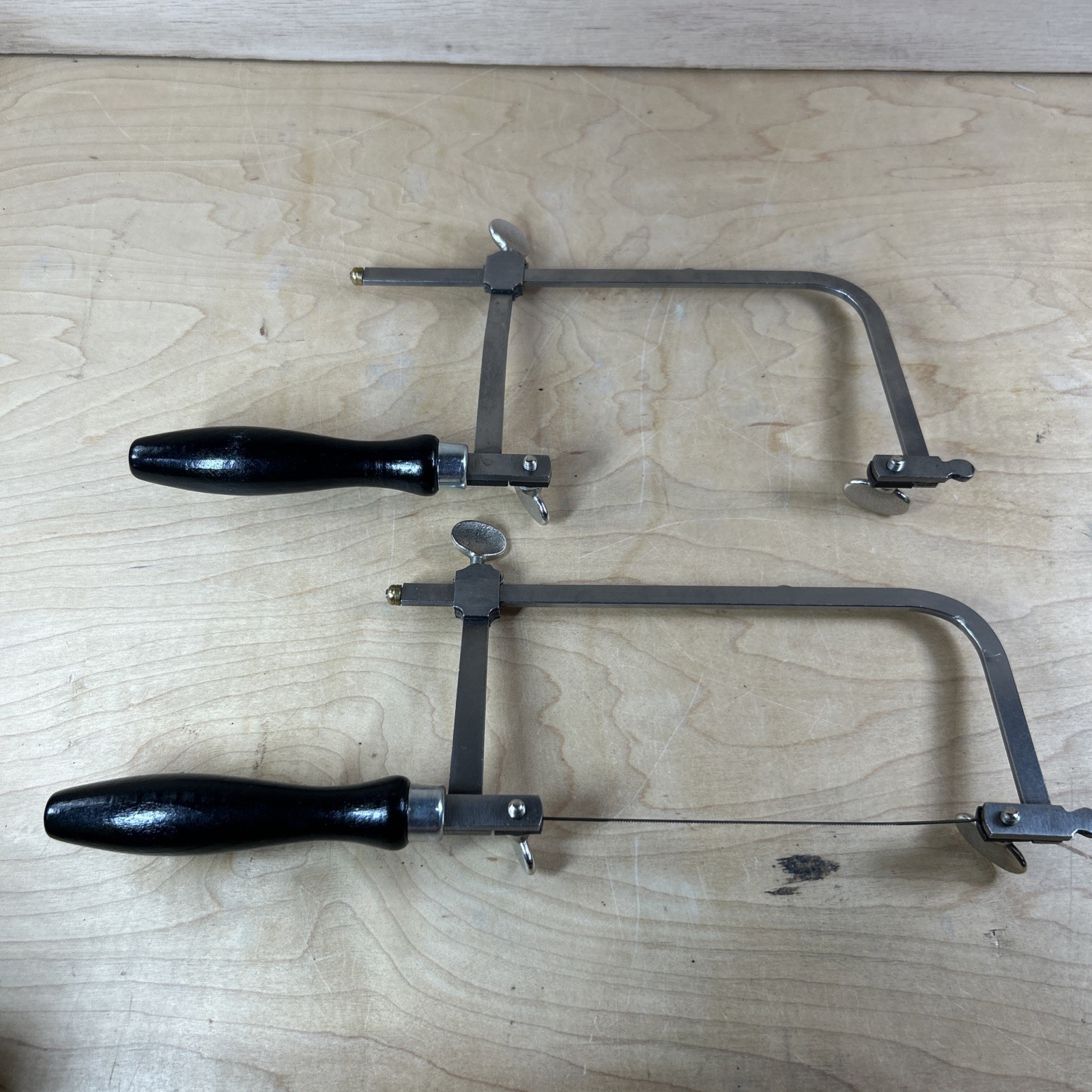 Lot of 2 ASIC Vintage Jewelers Adjustable Coping Saw Wood Handle Made In Germany