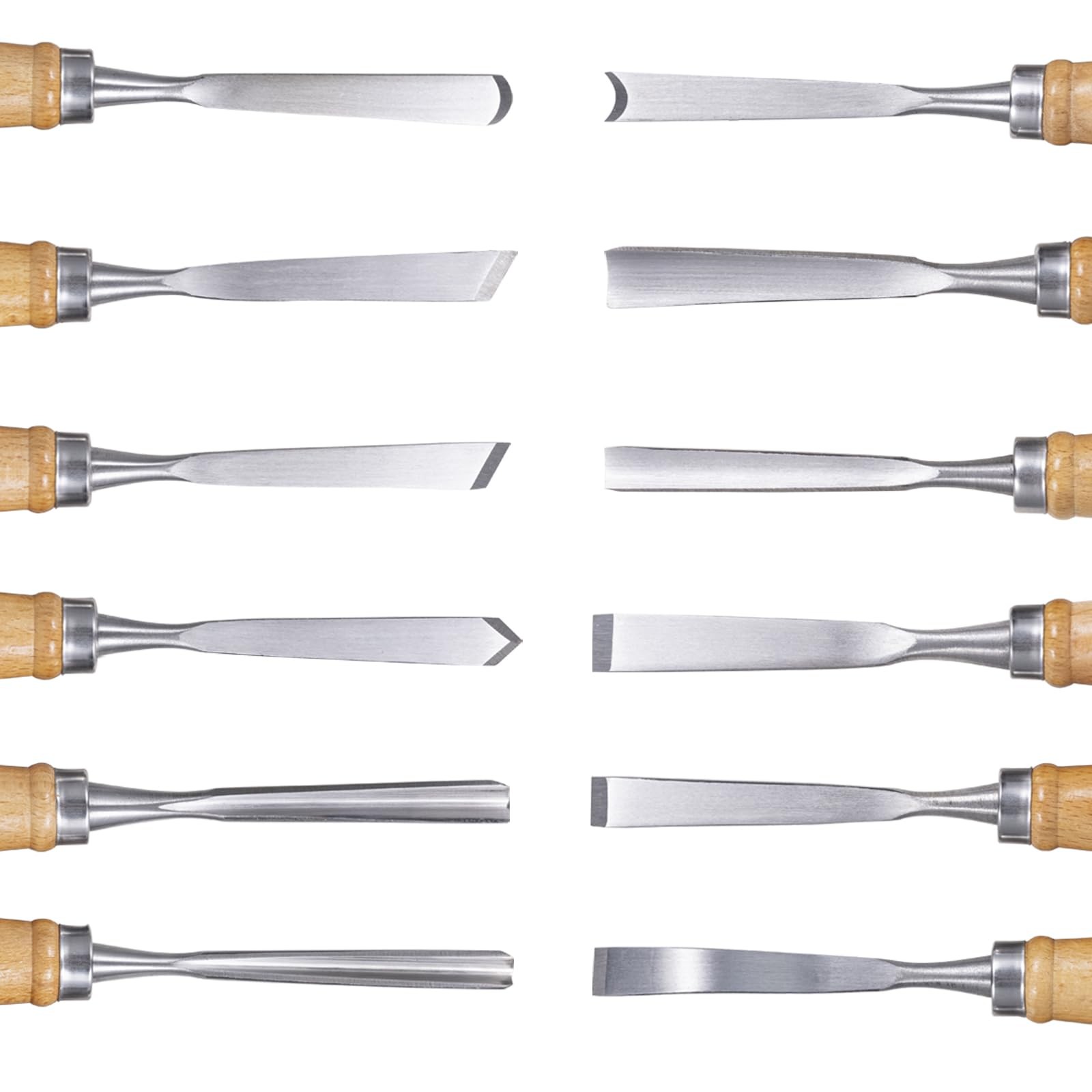 12 Pcs Wooden Carving Chisel Set Woodworking Tools with a Leather Pouch