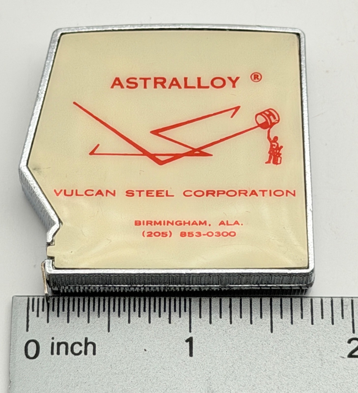 Vintage Lufkin Advertising Tape Measure in Box “Astralloy Vulcan Steel Corp”