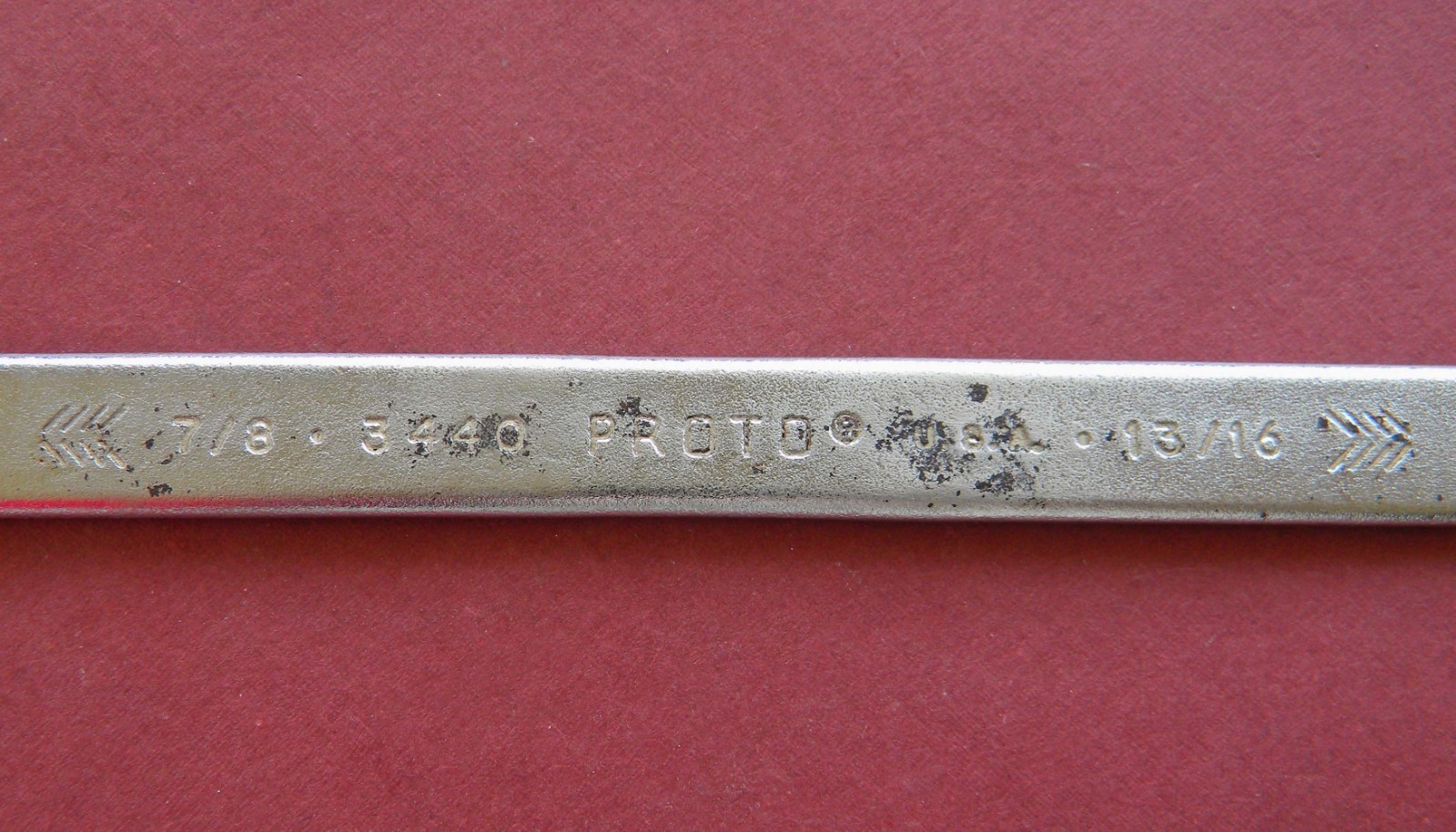 Vtg PROTO Professional Arrow Logo #3440 7/8″ x 13/16″ Open End Wrench, 10″ Long