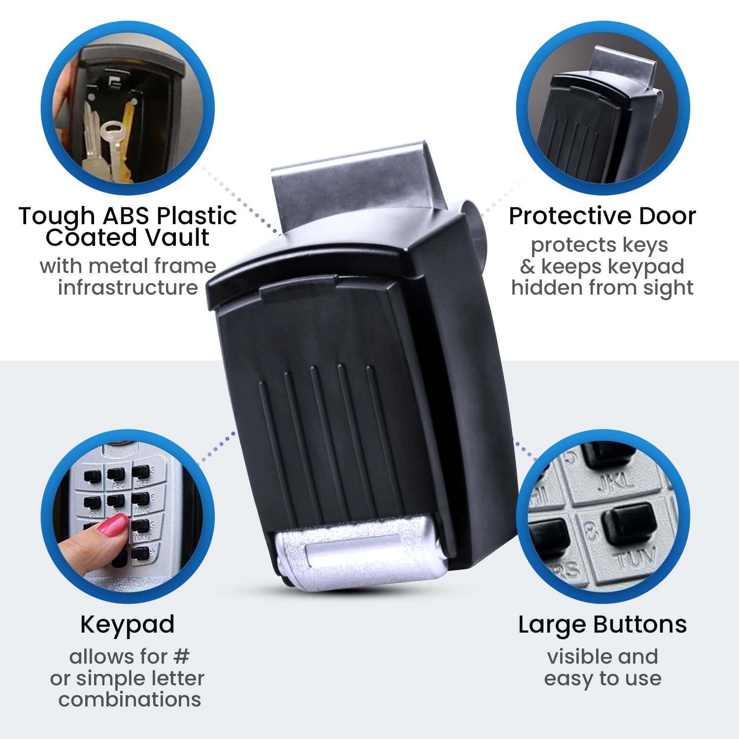 SL-591 Car Window Punch Button Lock Box, Black- Portable Key Storage Vault Lo…