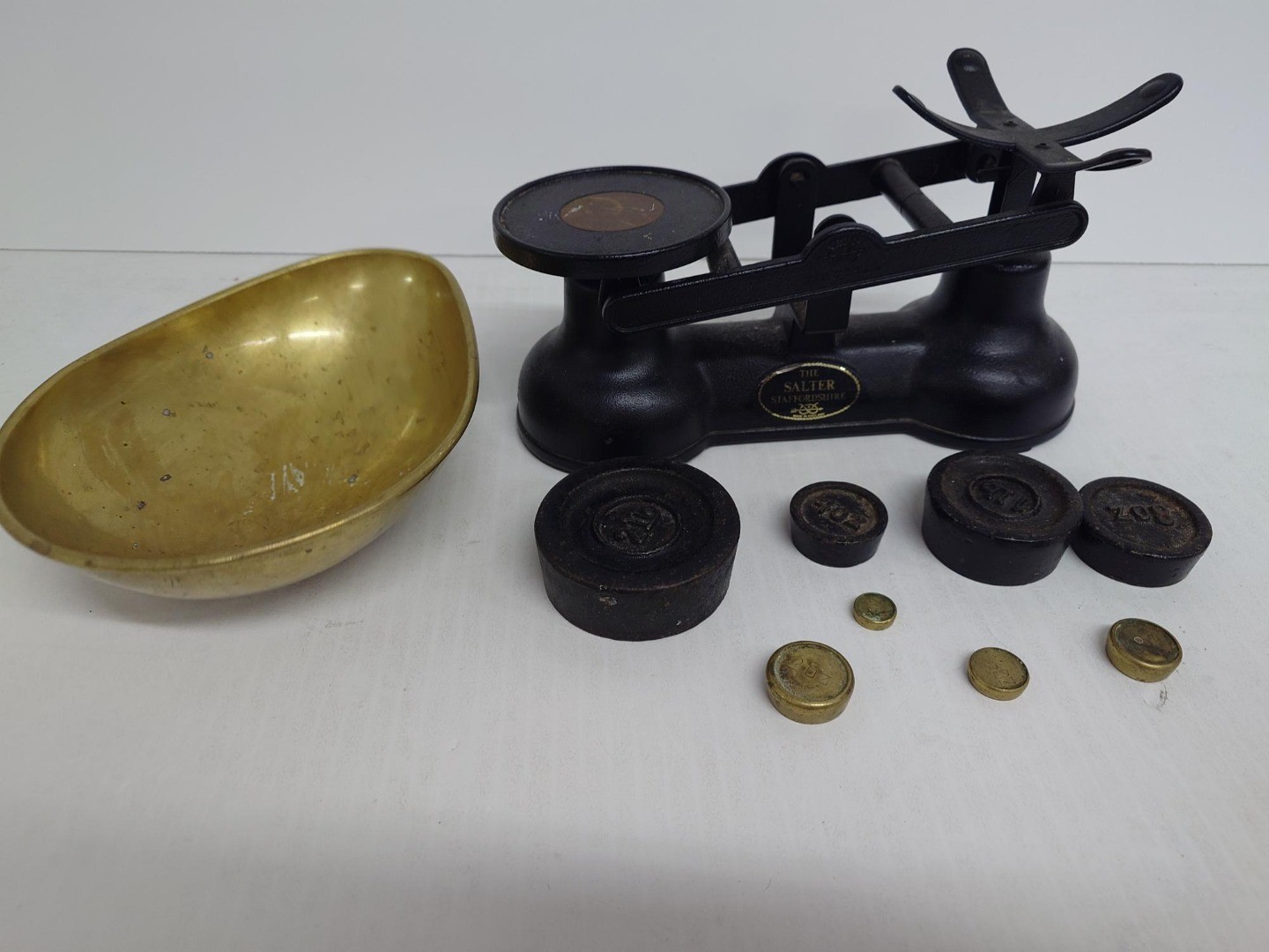 Salter Scales Weights Included Black & Brass Kitchen Home Baking Cooking