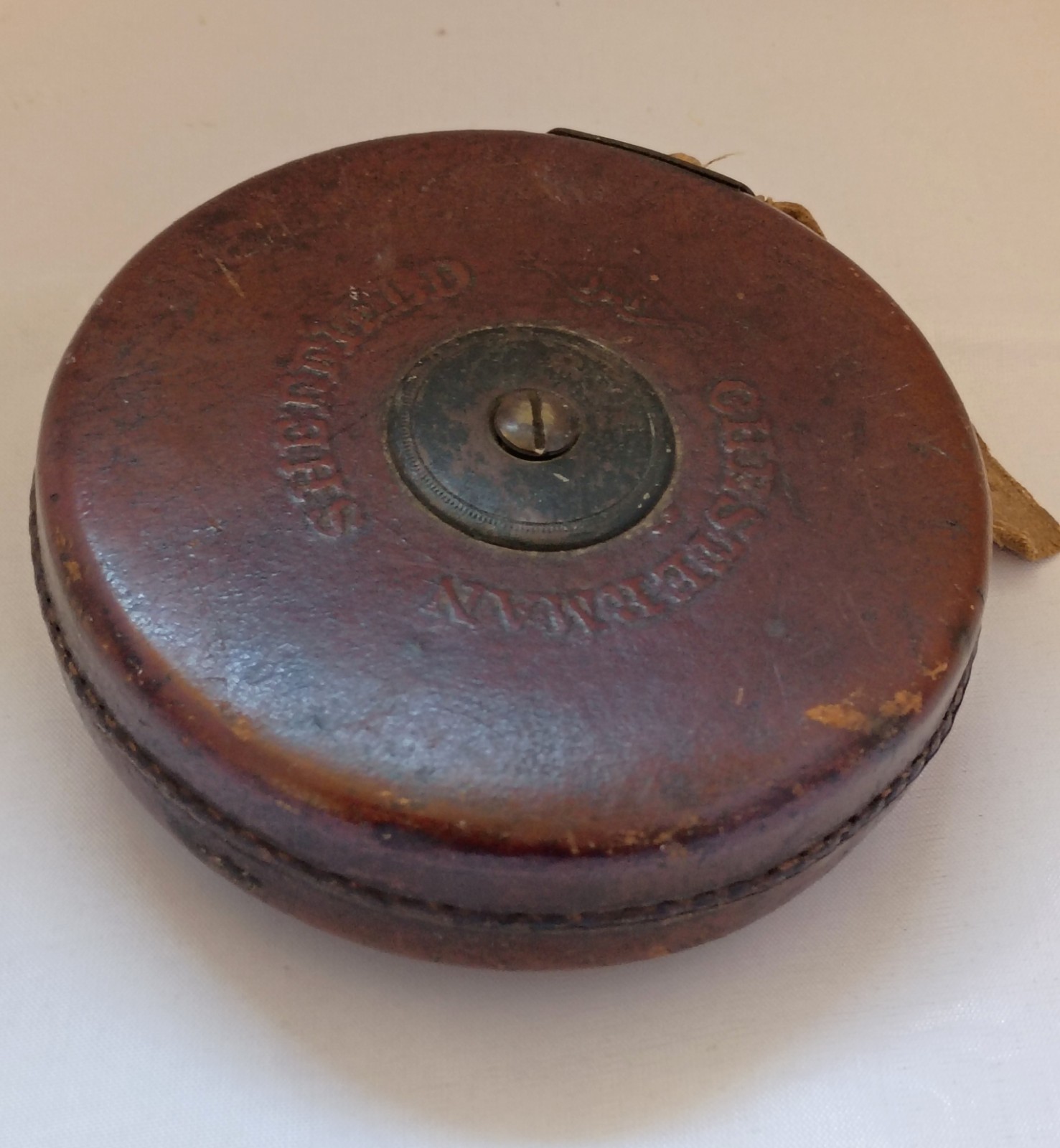 Vintage Chesterman Sheffield England Cloth Tape Measure Leather 50 ft