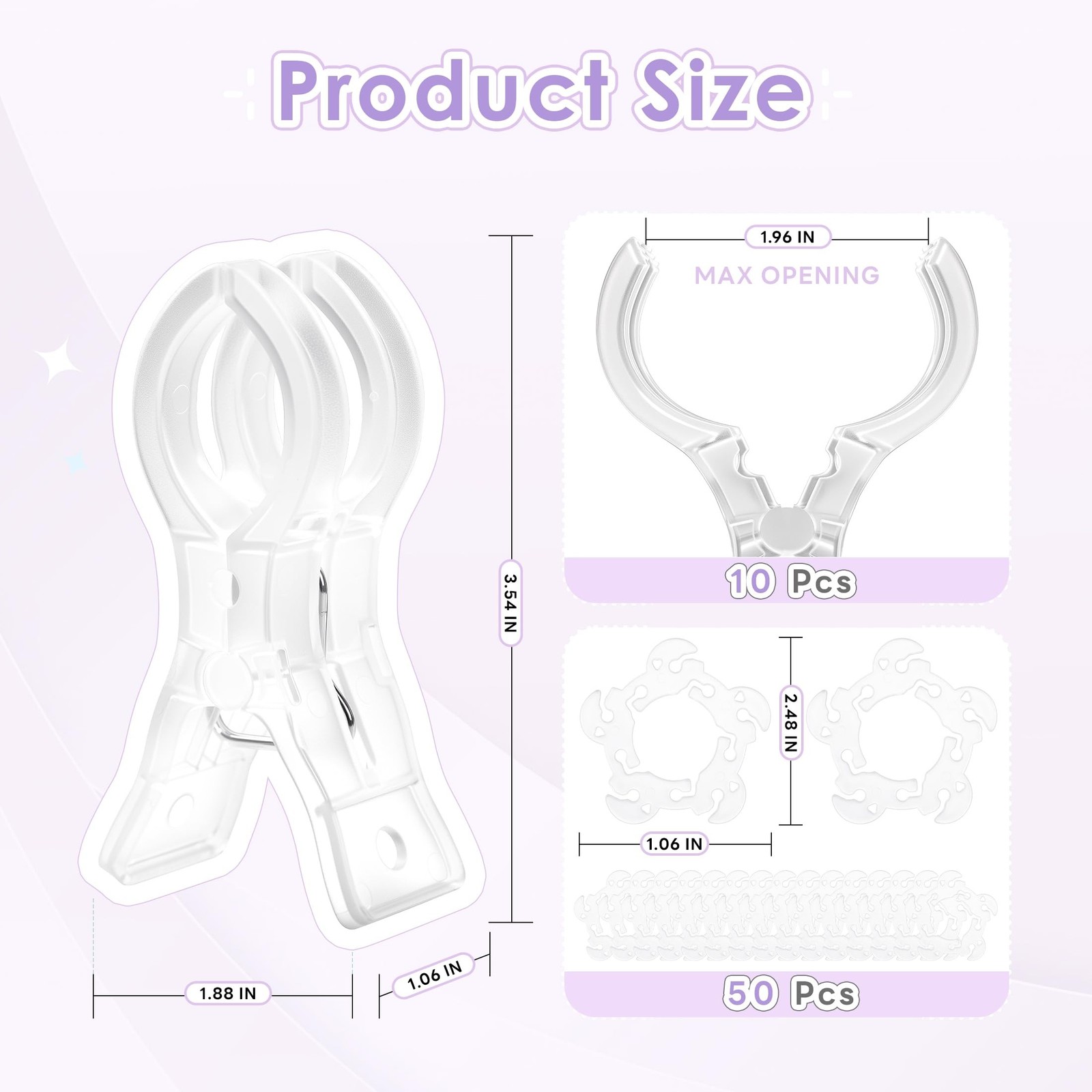 RELBRO Spring Clamps, 10 Pcs 3.5 Inch Clear Plastic Clips with 50 Pcs Balloon…