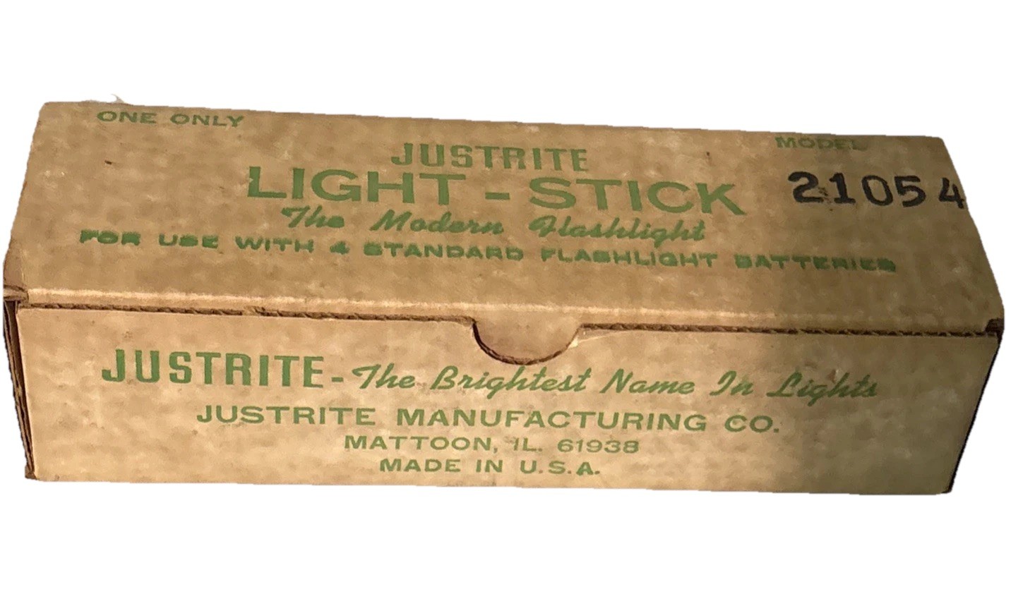 NOS Justrite Light-Stick Flashlight Model 21054 w/ Box USA Vintage