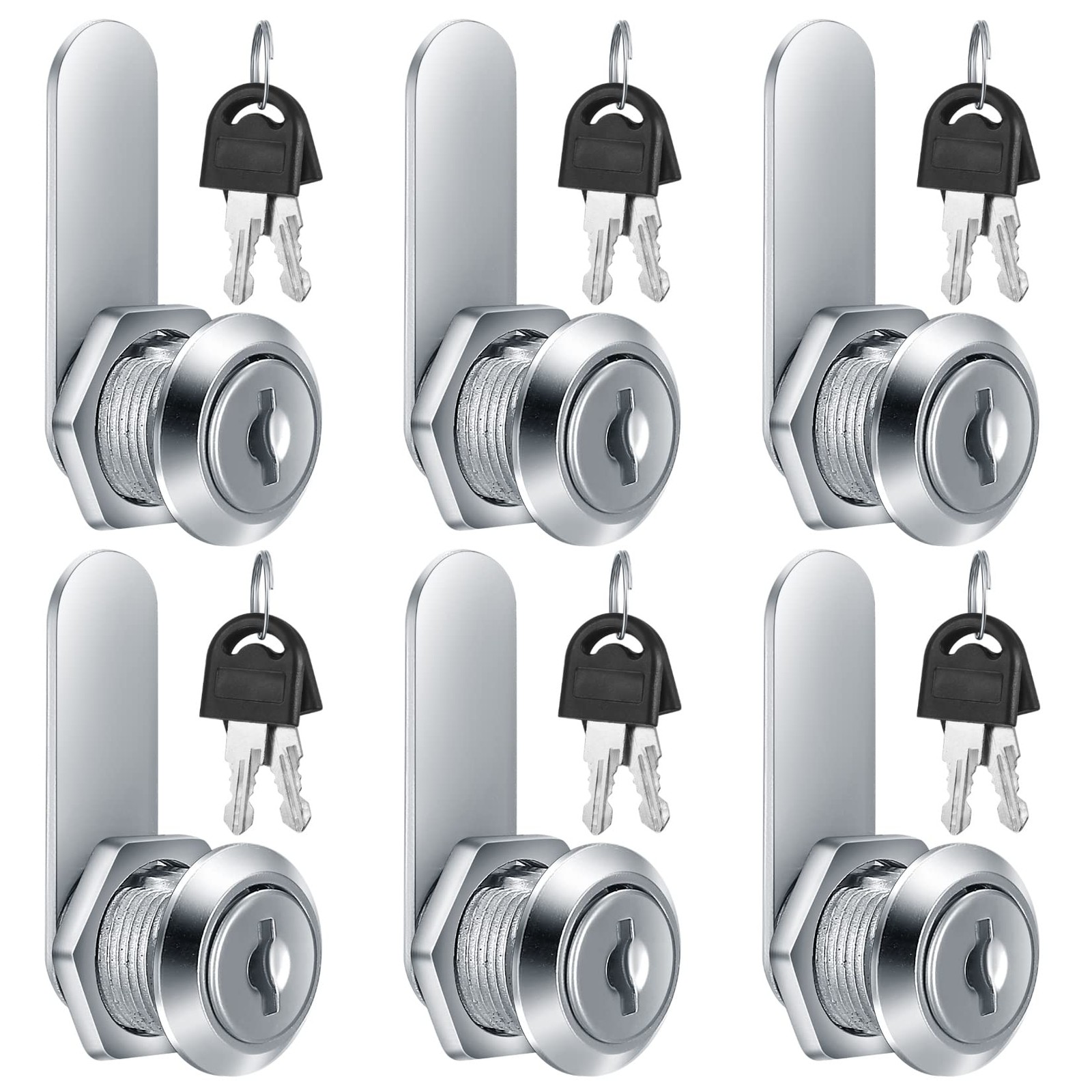 HexinYigjly 6pieces cam Lock File Cabinet Cylinder Cam Lock-1 Key Silver
