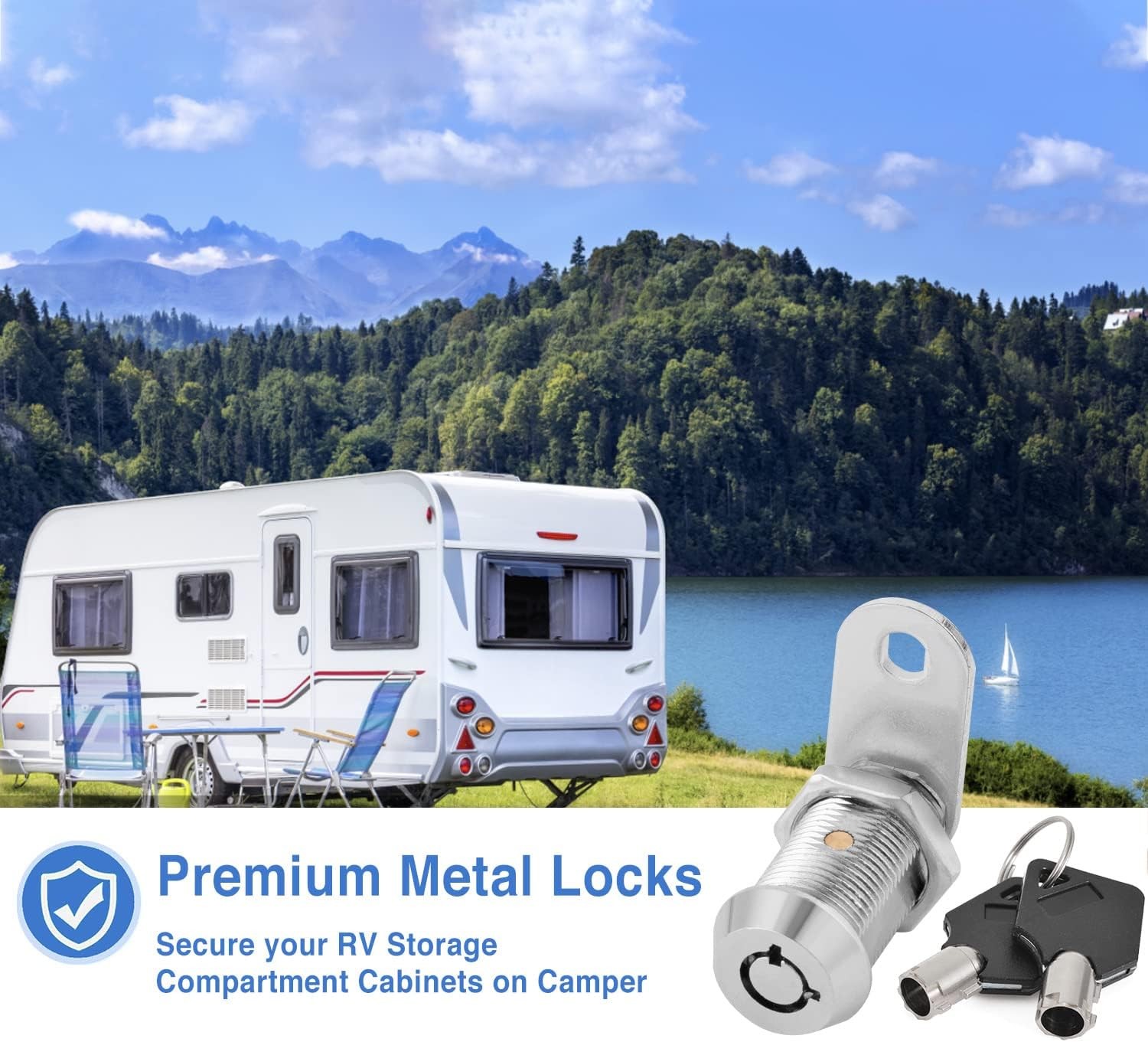 Cam Lock RV Storage Locks Keyed Alike, 1-1/8″ Fits on 7/8″ Max Door Thickness, R