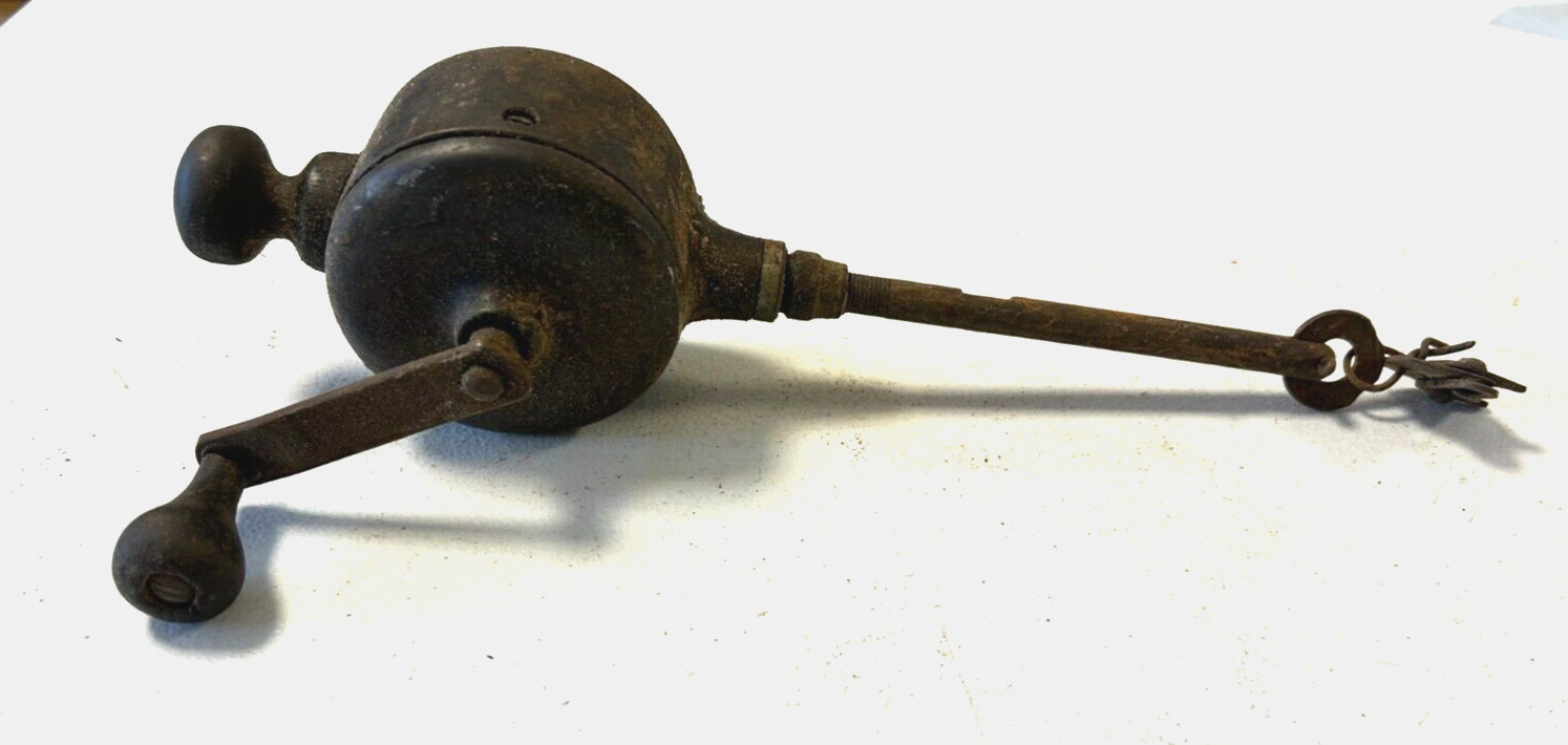 Vintage Manual Hand Crank Valve Lapping Tool with Wood Handle 11″