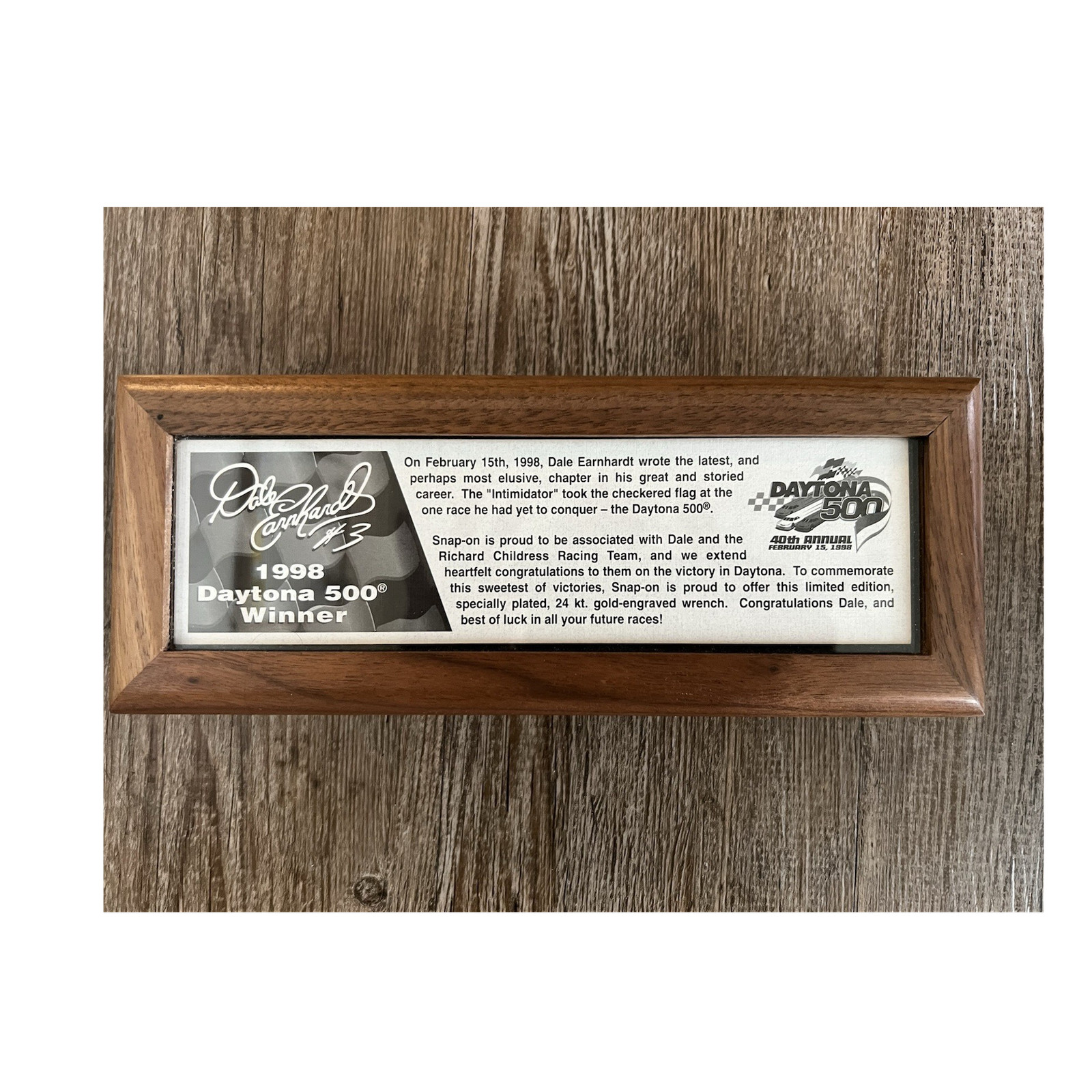 Daryl Earnhardt Snap-on 1998 Daytona 500 Winner Commemorative Wrench