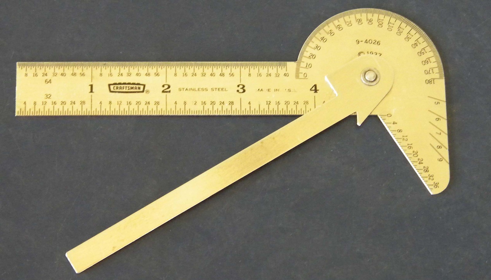 Vintage Craftsman #9-4026 Multi Use Steel Ruler Gauge w/ Crown Logo USA