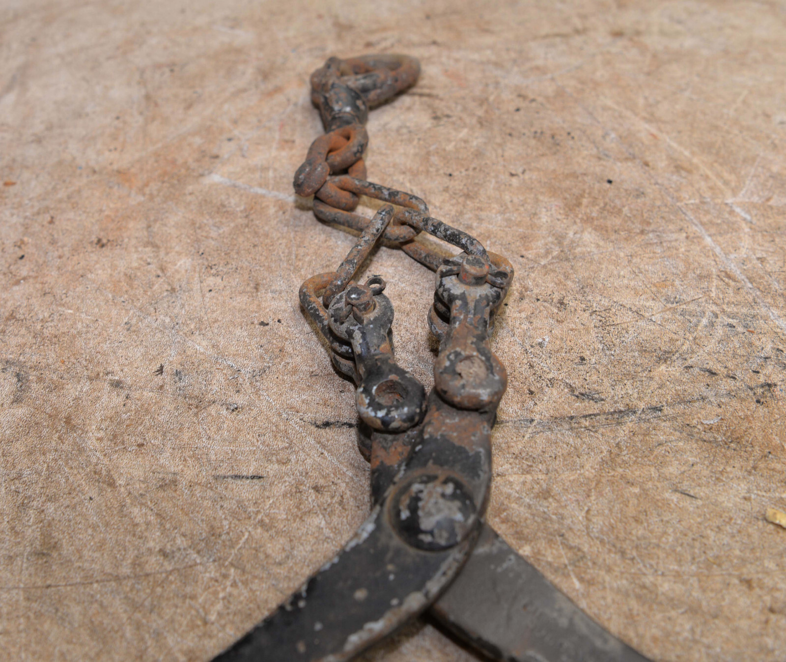 rare antique Gifford Wood Hudson NY ice tong lifting log chain collectible tool