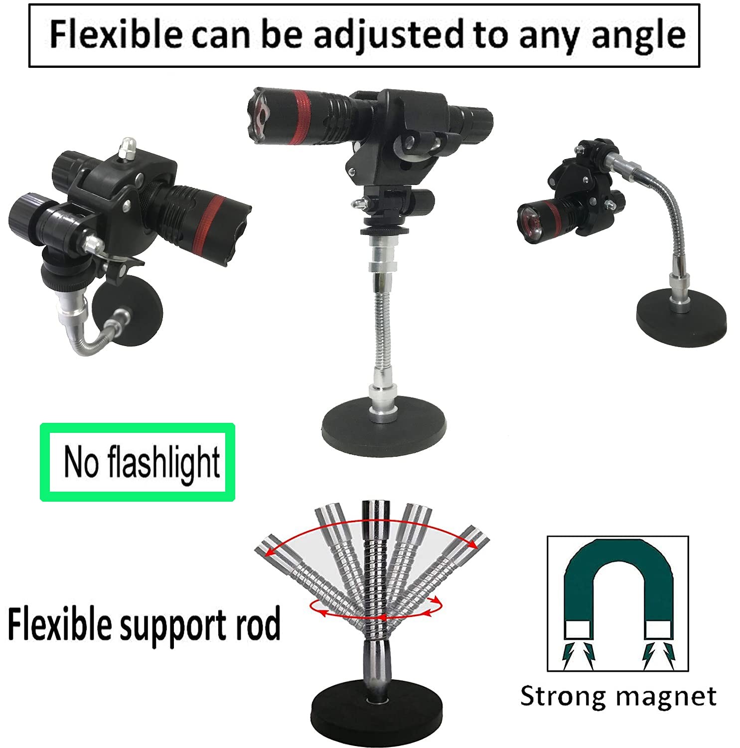 Magnetic Base Mount Flashlight Mounting Brackets Holder – Rust