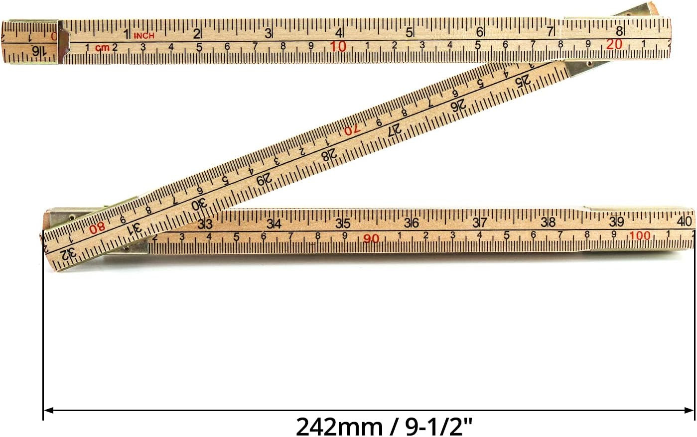 2 Pack Folding Wood Rule 6ft 6in with US & Metric Measurements for Carpenters