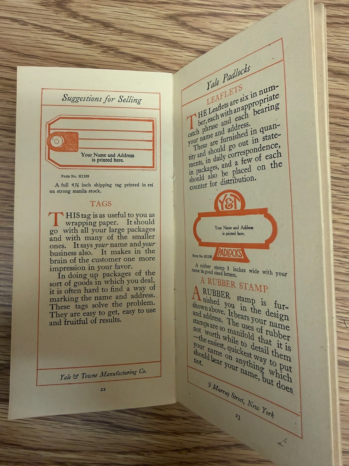 Vintage Yale Padlocks 1906 Sales Material “Suggestions for Selling Yale Padlocks