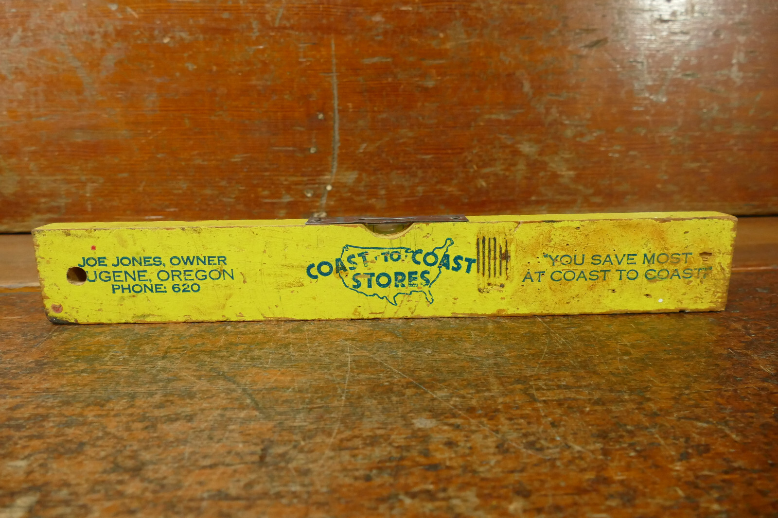 Vintage Wood “COAST TO COAST” Hardware Stores 12” Ruler/Level Eugene, Oregon