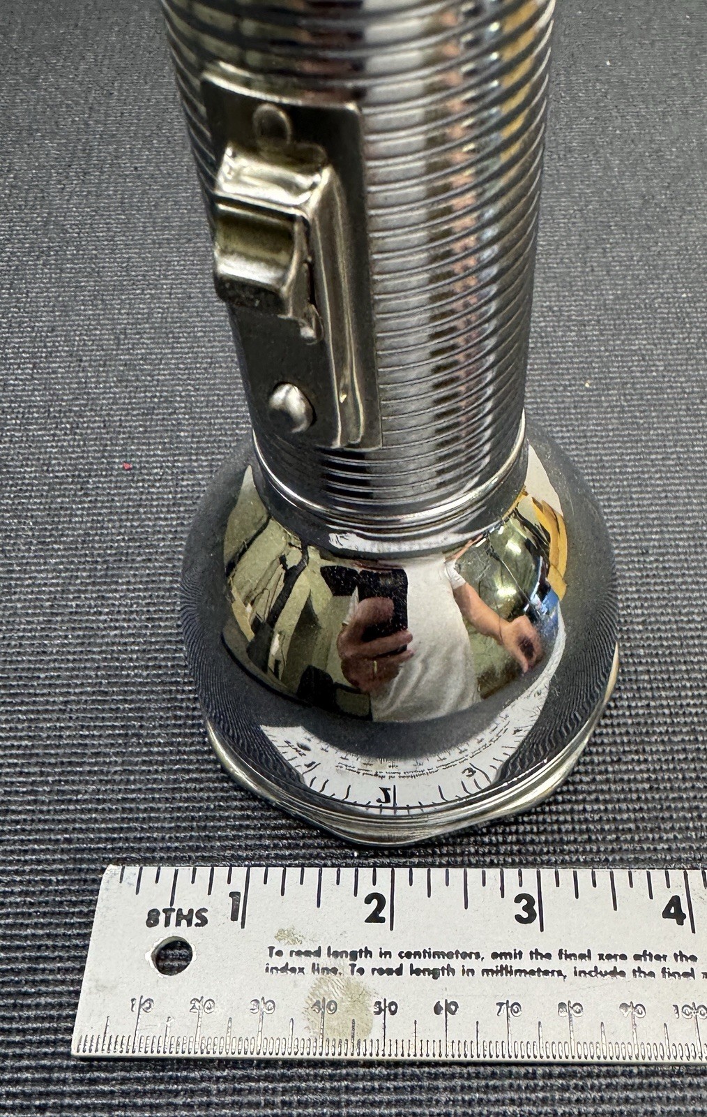 Vintage Sears Best Metal Flashlight Chrome Ribbed Body Tested Working USA