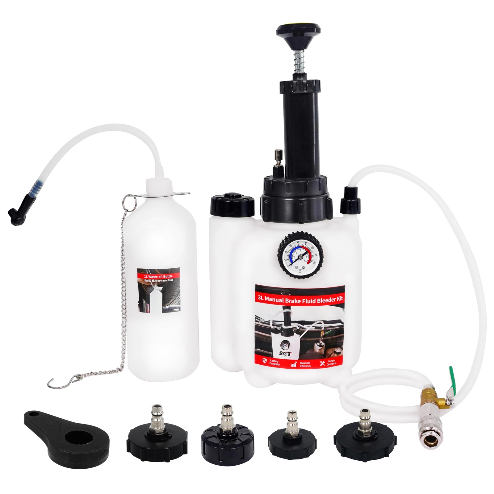 SGT 3L Brake Bleeder Kit，Manual Brake Bleeder Fluid Pump with 1L Brake Fluid …