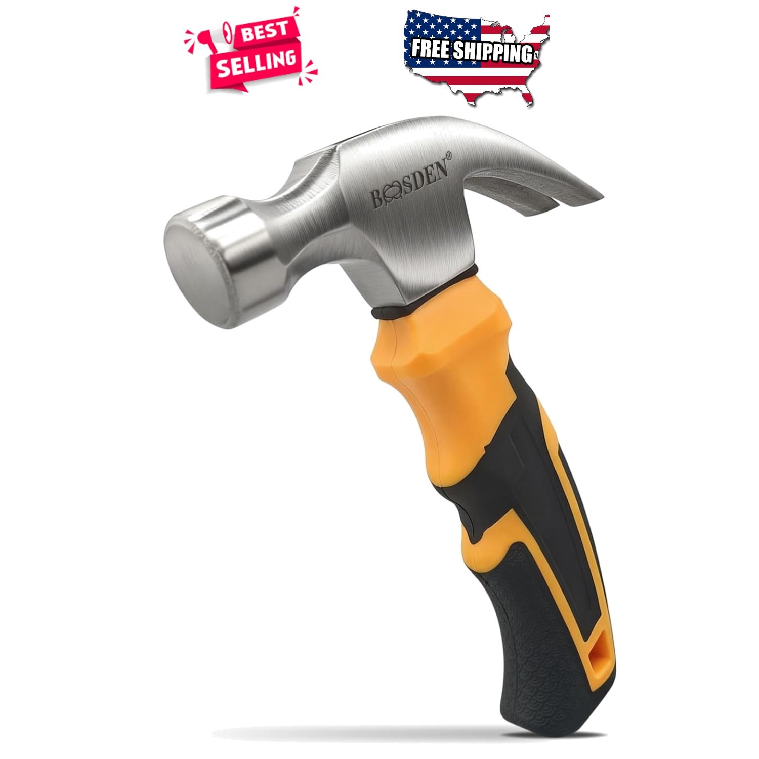 Mini Claw Hammer 8oz Compact Ergonomic Fiberglass Handle for Home Projects