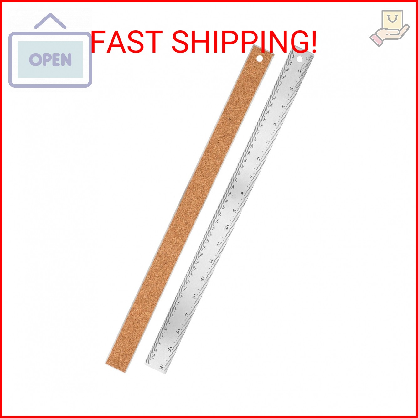 Metal Ruler 18 Inch – Stainless Steel Metal Ruler with Cork Backing Non-Slip Rul