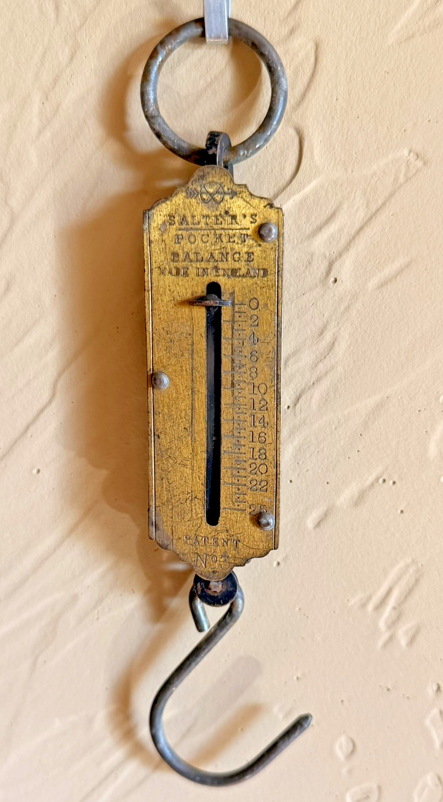 Vintage Salter Pocket Balance Scale No.3~Brass Face Plate~25lb~England~1930s