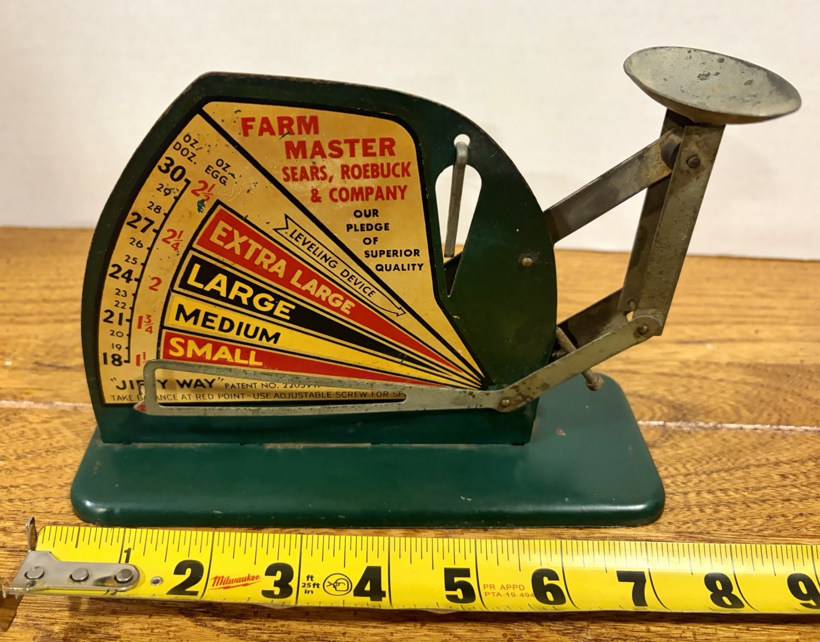 Antique Green Jiffy Way Egg Scale by Farm Master Sears, Roebuck & Co. Works!