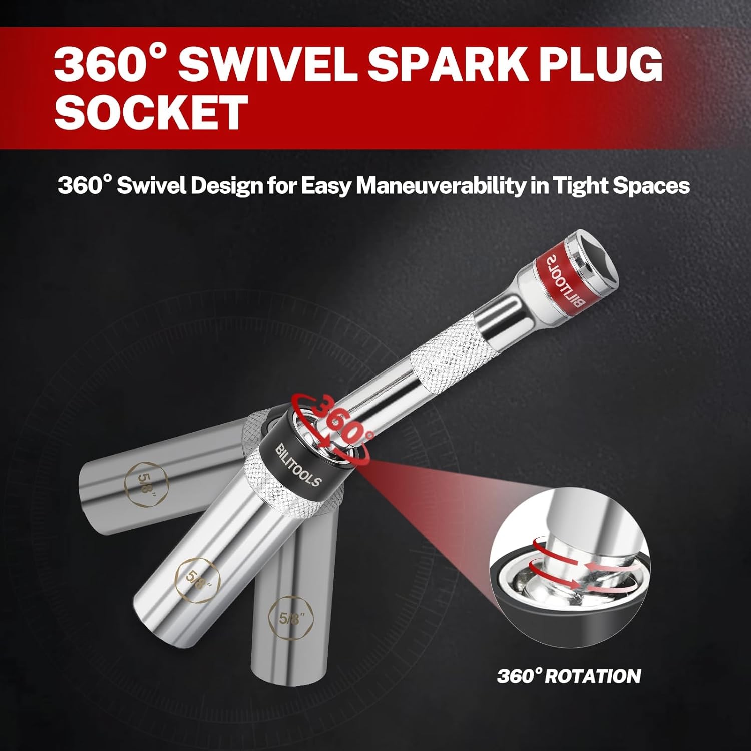 Magnetic Spark Plug Socket 5/8-inch Thin Wall Swivel 3/8-inch Drive Motorcycles