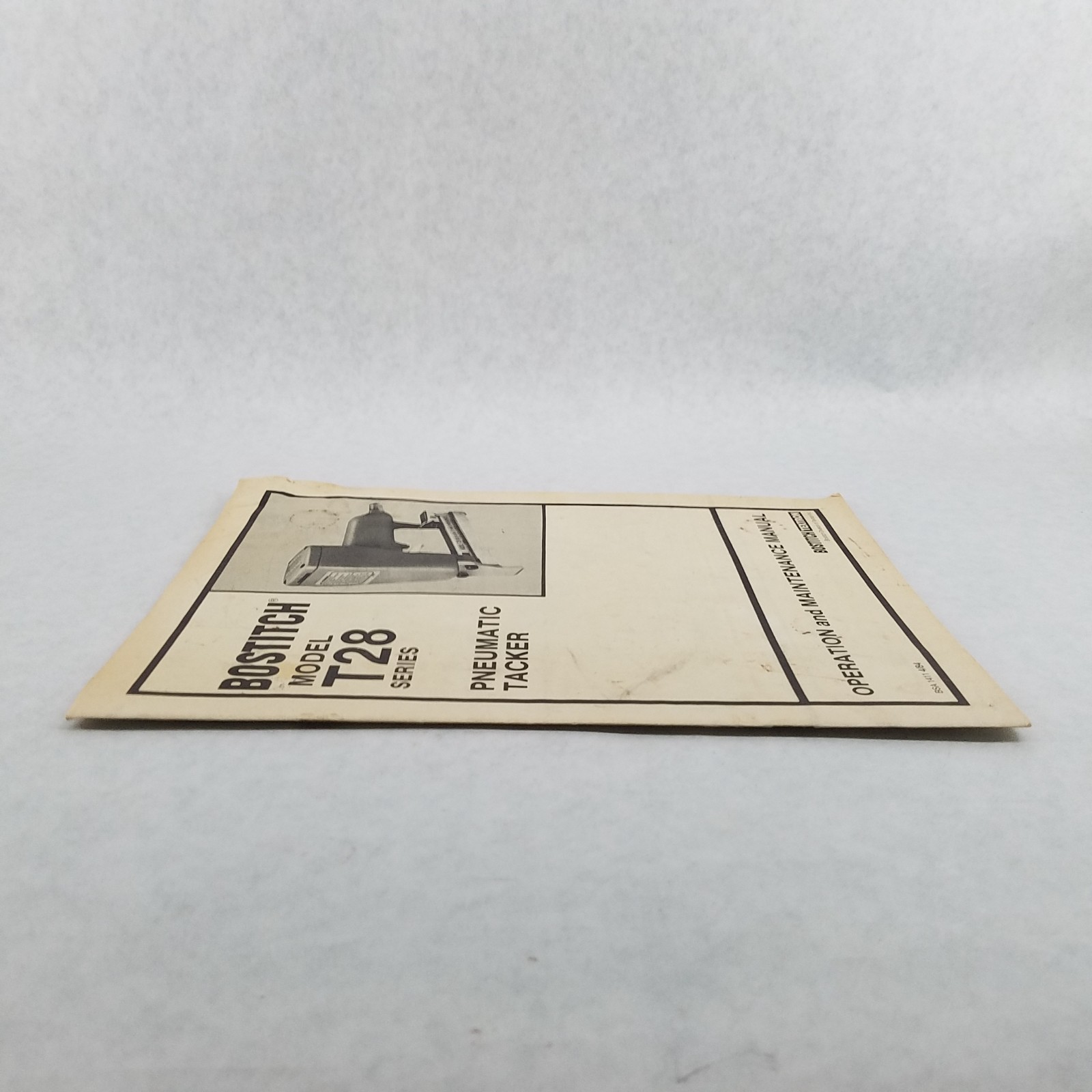 Vintage Bostitch Textron Model T28 Pneumatic Tacker O&M Manual – #BSA 1411 4/84