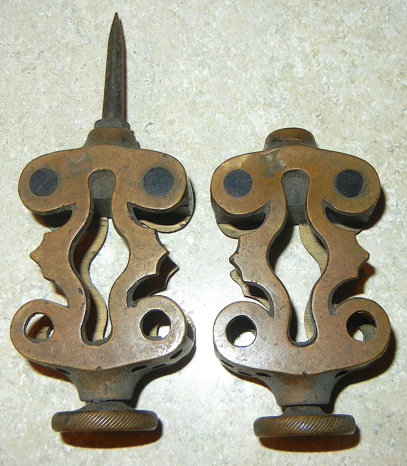 ANTIQUE KNOWLSON & KELLY BRASS & EBONY TRAMMEL POINTS