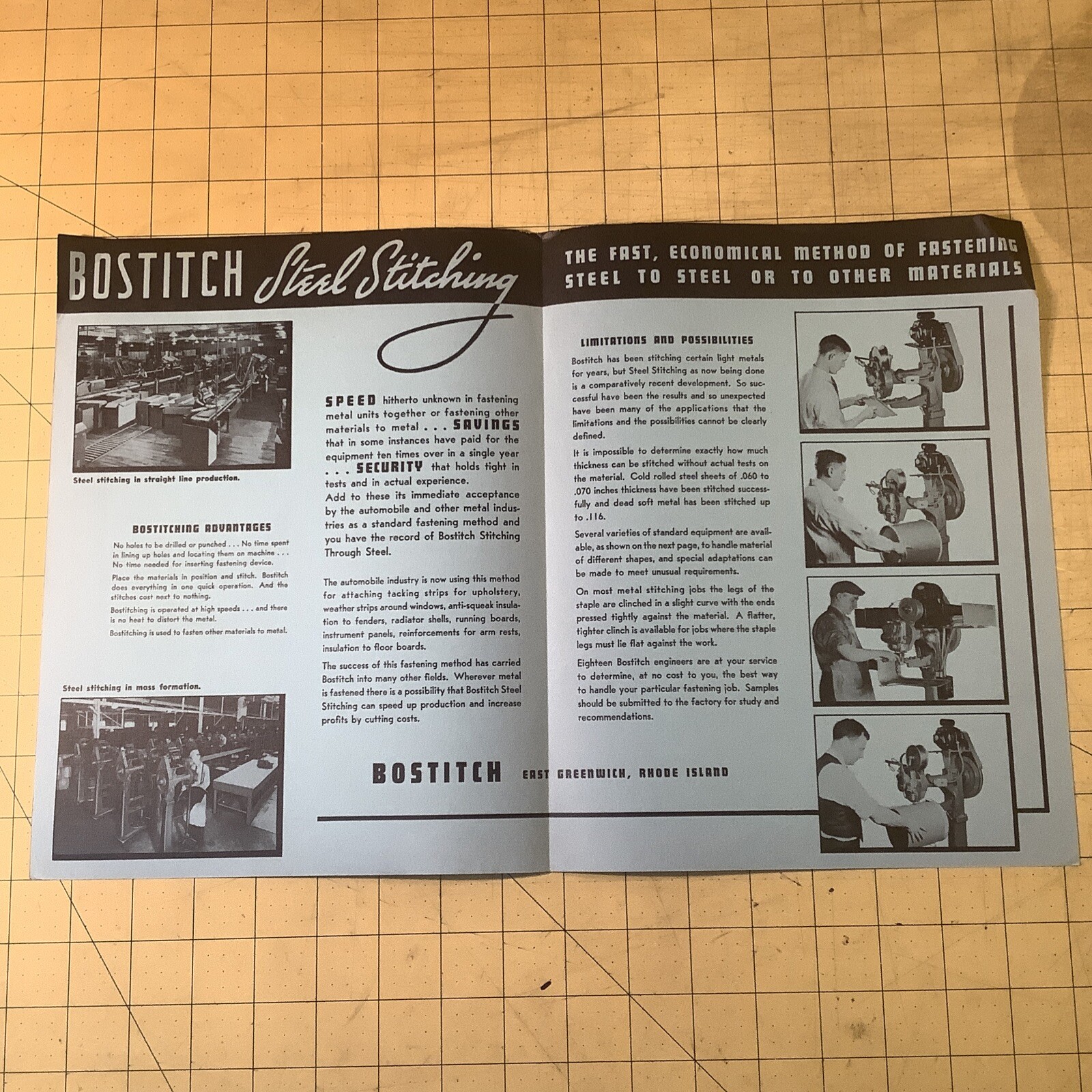 Vintage ￼Bostitch Brochure George H. Pfiel Inc. East Greenwich RI￼￼ ￼￼INV-P0907