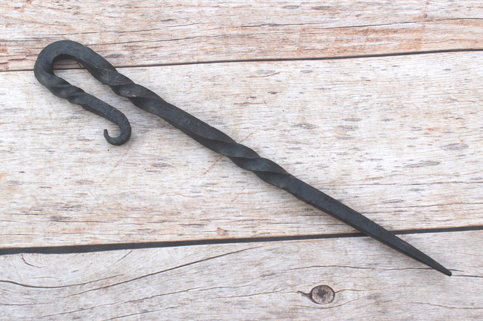Vintage Type twisted spiral Viking Blacksmith hand forged iron Hair Stick tool