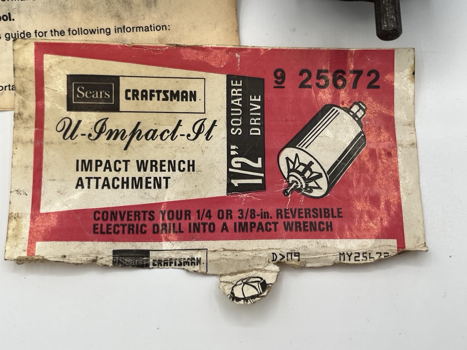 Vintage Sears Craftsman U-Impact-It Impact Wrench Attachment 25672