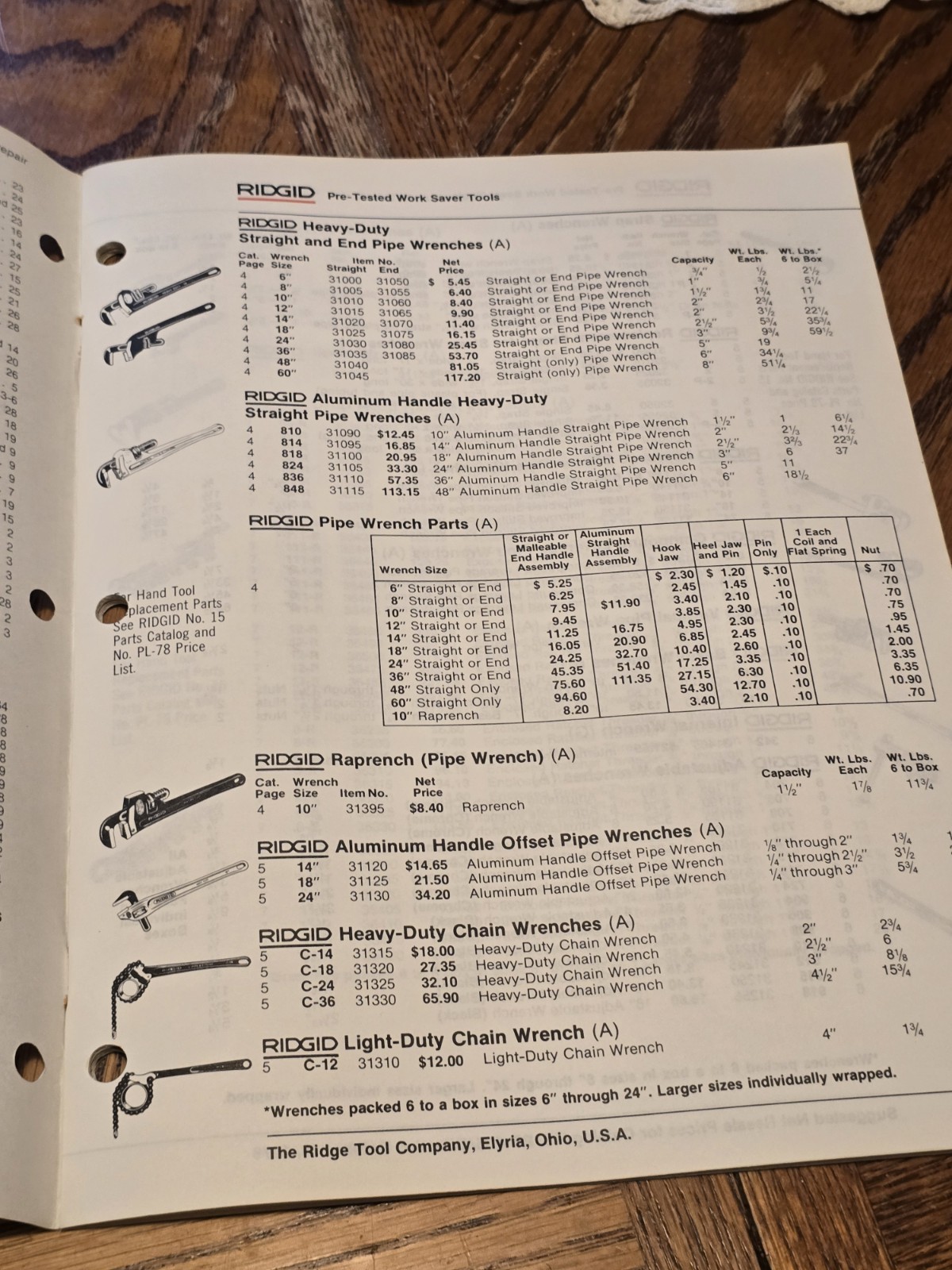 RIDGID Work Saver Tools~Tool Price List No. 1078~Oct 16, 1978~Elyria OH~VGC!