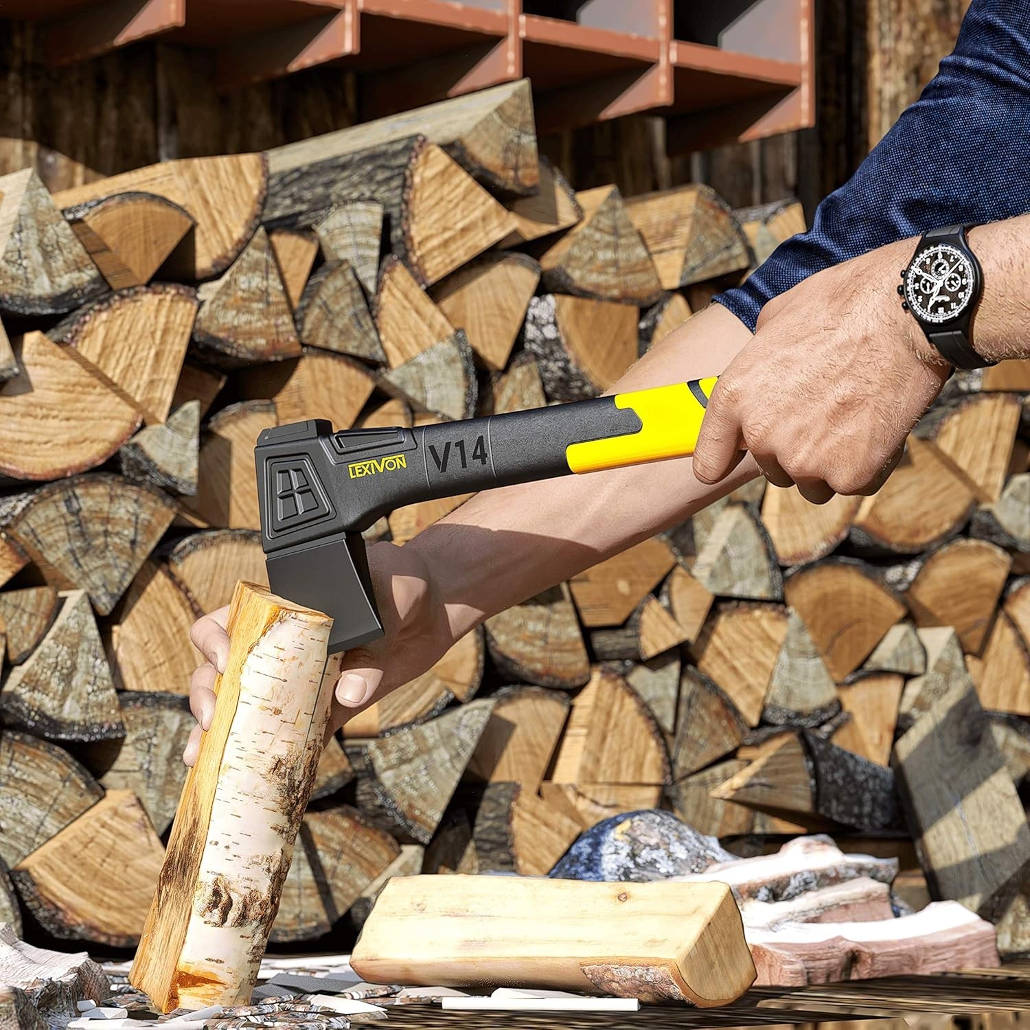 14-Inch V14 Hatchet with Weather-Resistant Grip & Protective Sheath for Campers