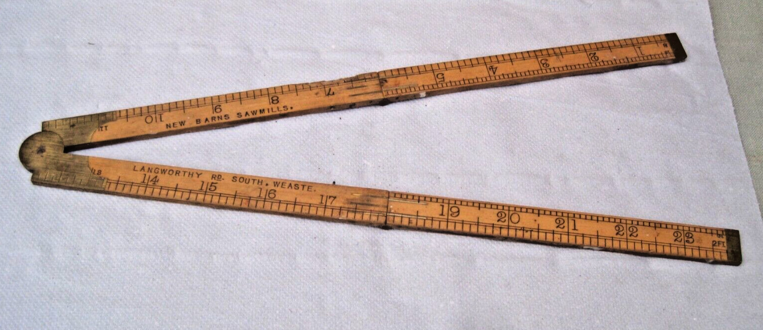 Vintage Folding 2ft Rule,boxwood and brass, J Rabone & Sons, Birmingham, England