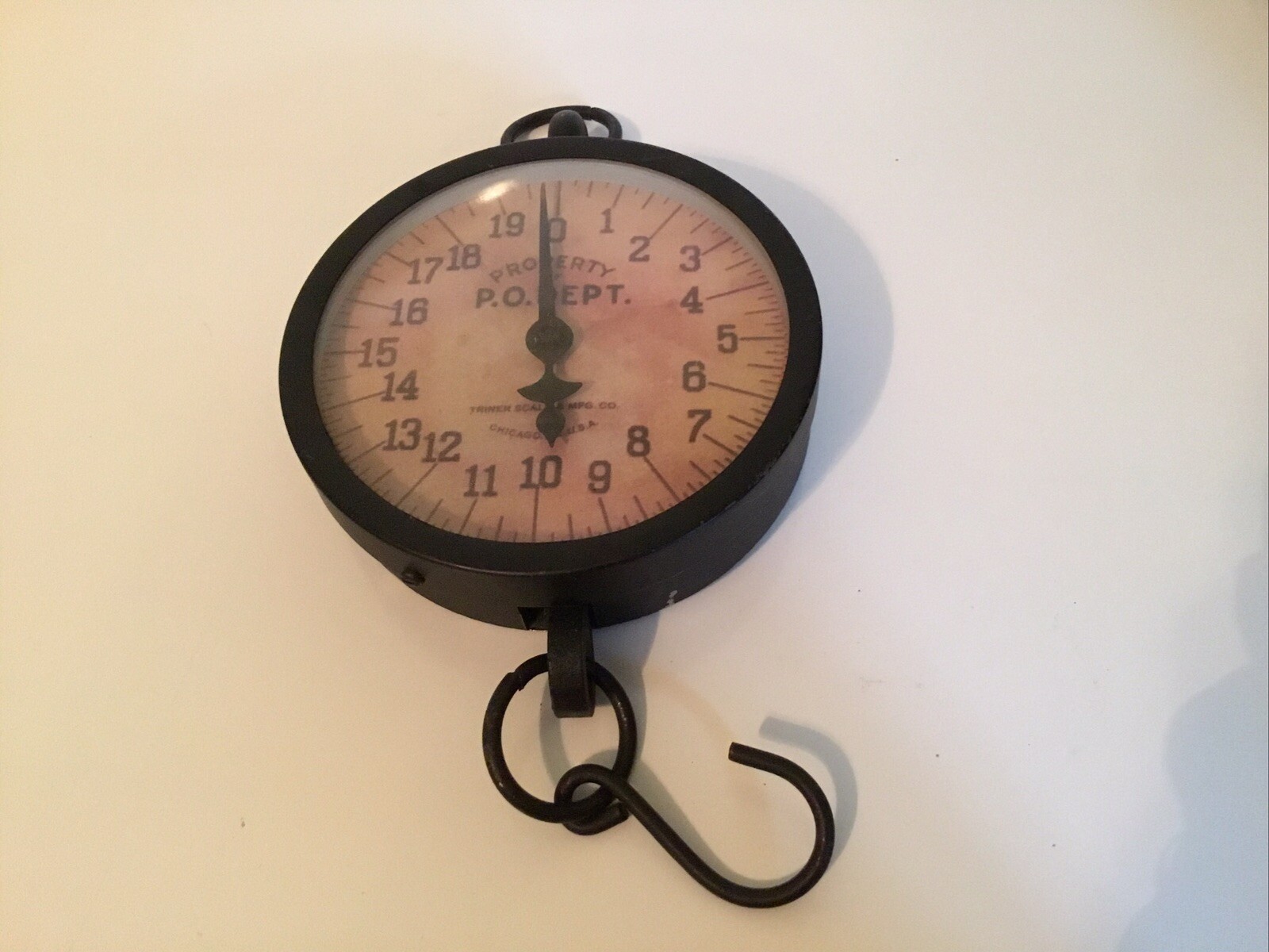 Property of P. O. Dept. Triner Scale & Mfg. Chicago 20-lb Hanging Scale WORKS!