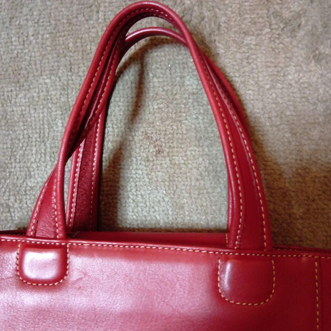 COACH Handbag Compact Leather Red White Stitching Used with Dust Bag