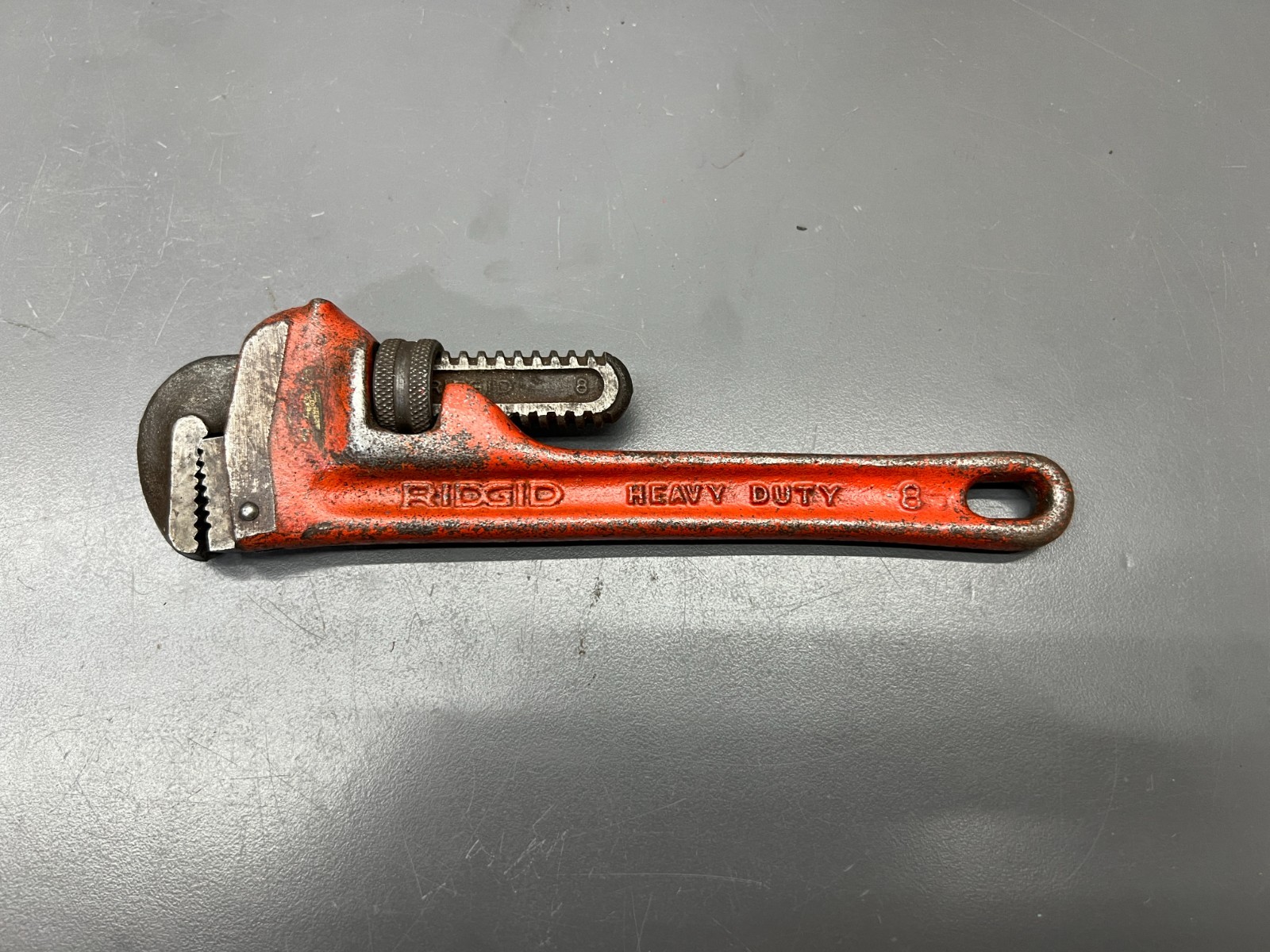 (u) VINTAGE RIDGID RIDGE TOOL ELYRIA OH 8″ HEAVY DUTY PIPE WRENCH – MADE IN USA