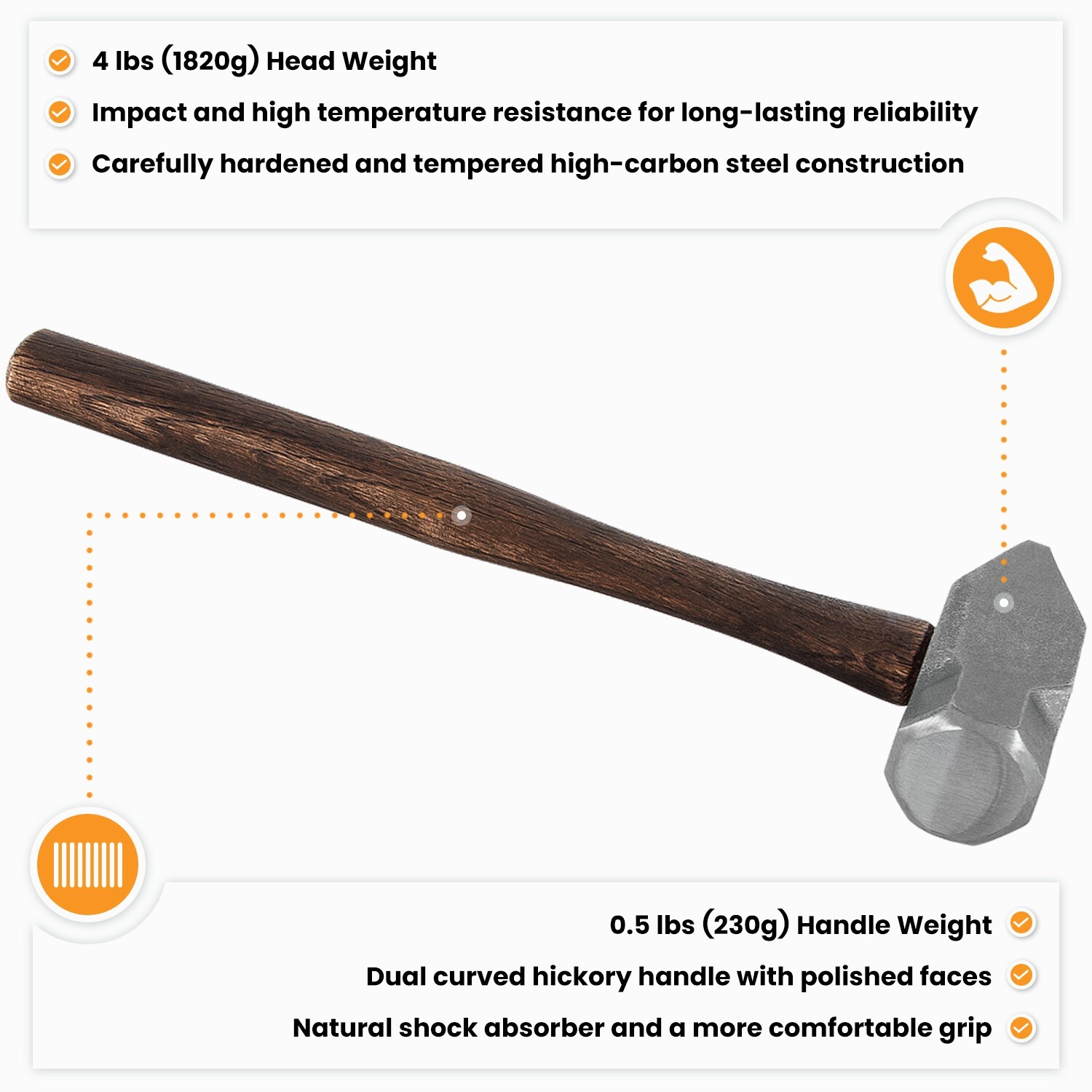 4 lb Blacksmith Hammer Cross Peen Engineer Handmade Knife Making Forge Farrier