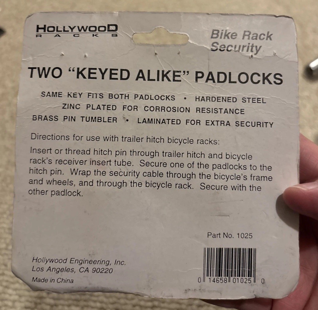 Hollywood racks two keyed Alike padlocks – 1025