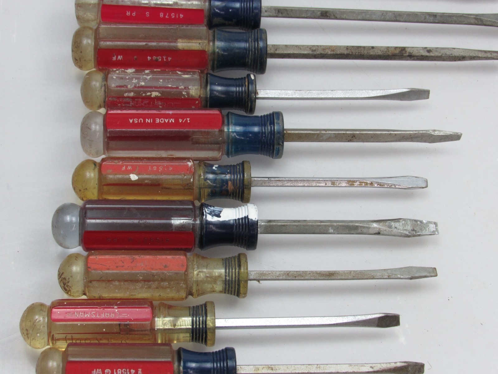 46 Vintage Craftsman Screwdriver Lot Slotted Phillips Torx USA Red Blue Clear