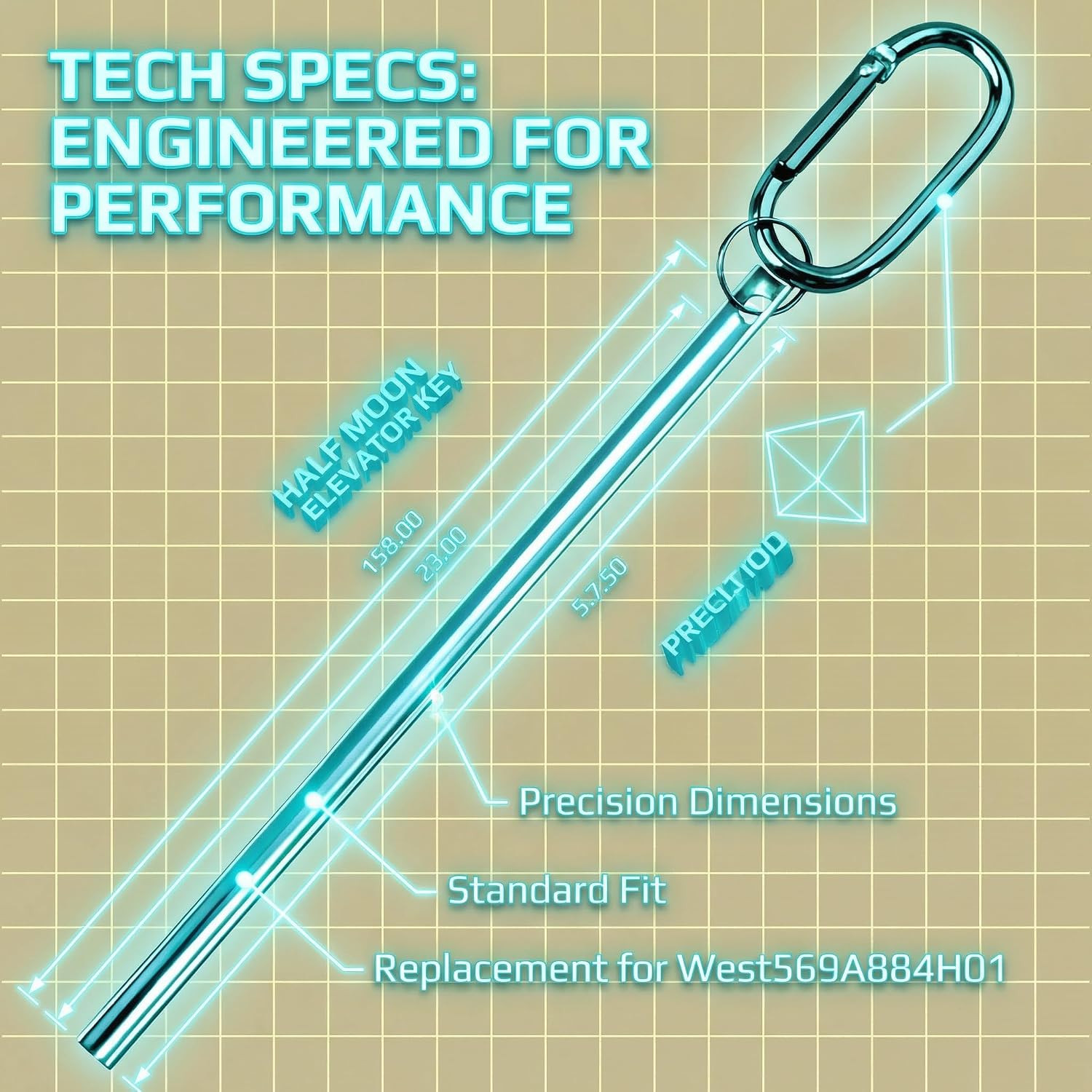 1 Pack Half Moon Elevator Door Key for Westinghouse and Schindler Elevator | 1 P