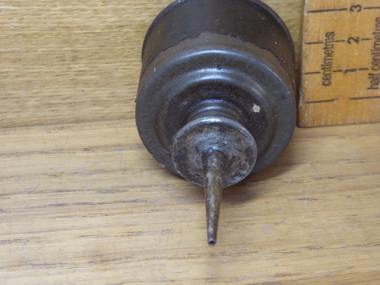 3 x Antique / Vintage Oil Cans / Oilers . Spring top oiler / thumb push base etc
