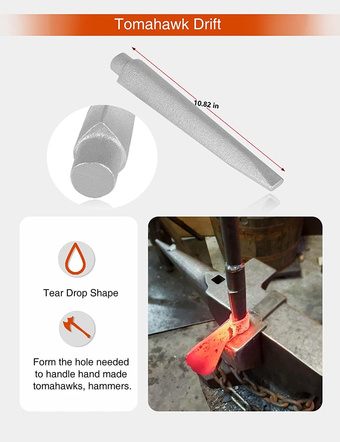 Fits Blacksmithing Hand-Made Tomahawk/Hammer Drifting Shaping Mandrel Eyes Tools