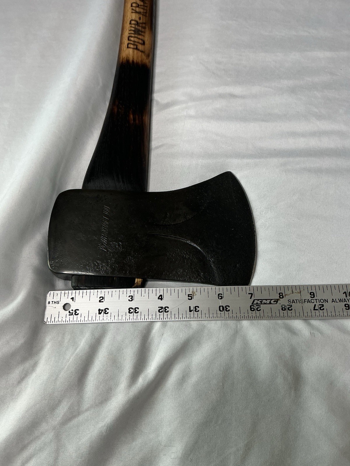 Powr-Kraft 100 Single Bit Axe Missouri Hickory Handle Montgomery Ward Vintage