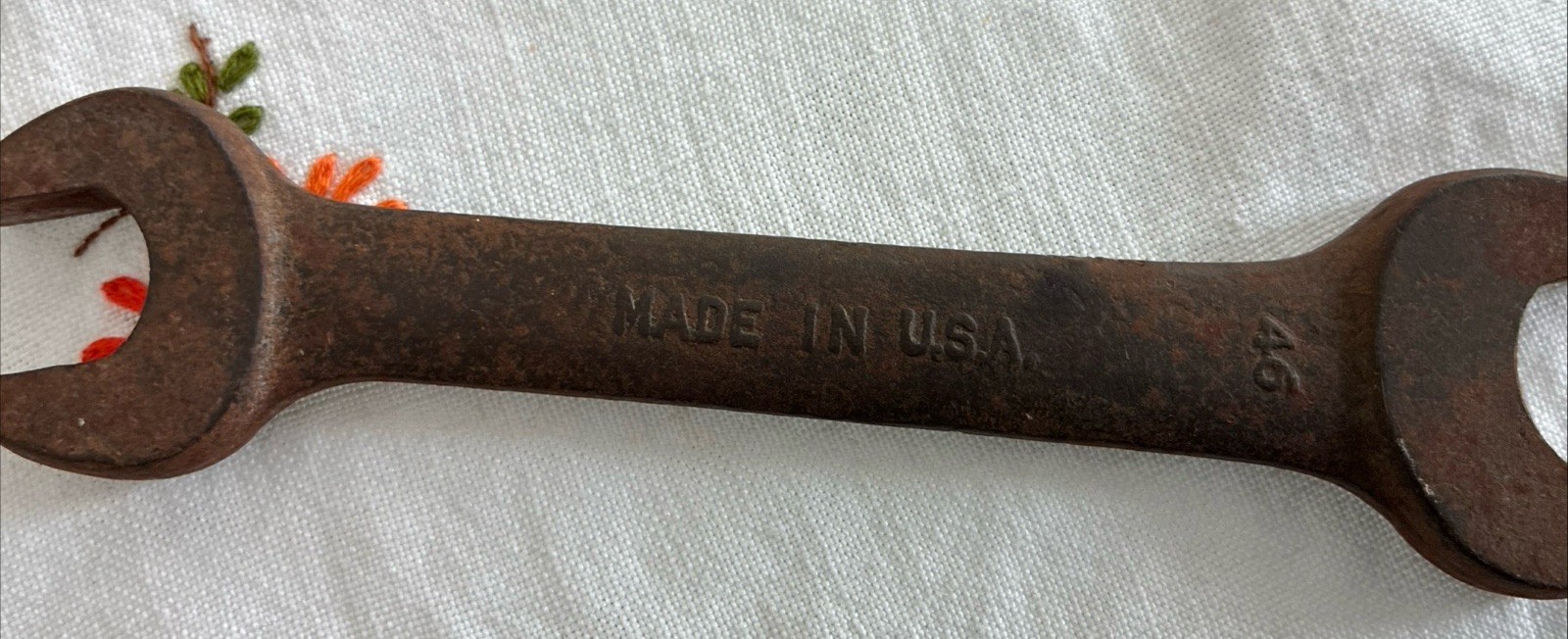 Vintage Drop Forged Steel Double Open End Wrench Made In USA #46