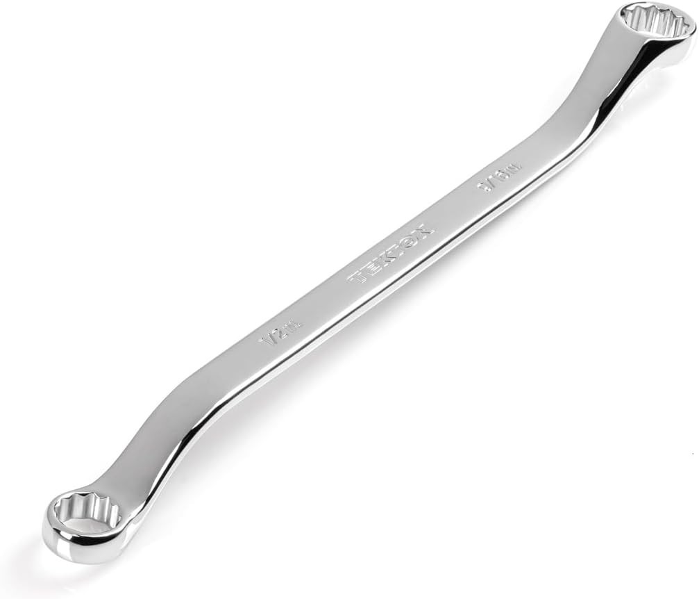 Satin Chrome 1/2 x 9/16 Inch 12-Point Offset Wrench for Mechanical Precision