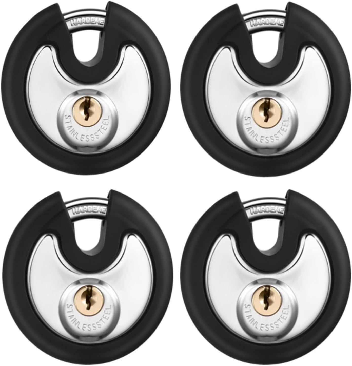 4 Pack 70 Mm Keyed Alike Padlocks Outdoor round Stainless Steel Disc Pad